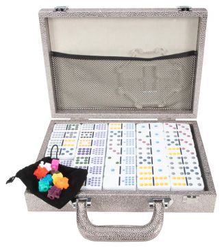 Leather Mexican Train Game Set - Silver